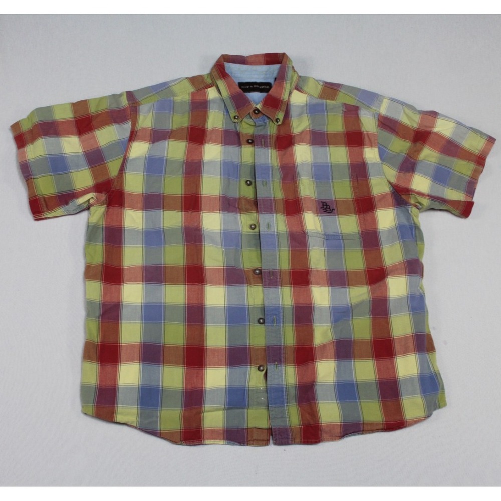 Bit & Bridle Men Blue Casual Button Down Collar Short Sleeve Size XL